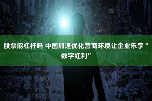 股票能杠杆吗 中国加速优化营商环境让企业乐享“数字红利”