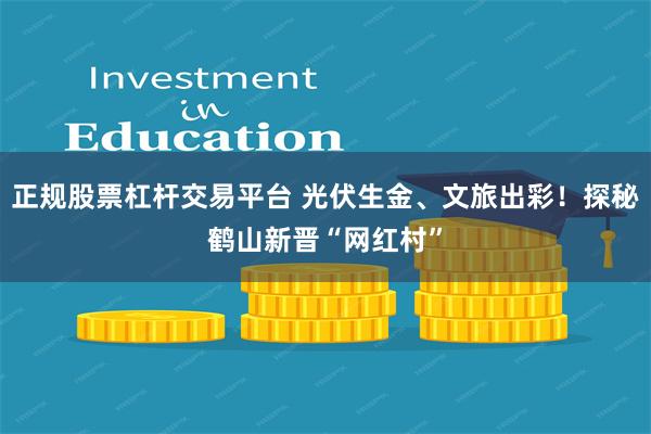正规股票杠杆交易平台 光伏生金、文旅出彩！探秘鹤山新晋“网红村”