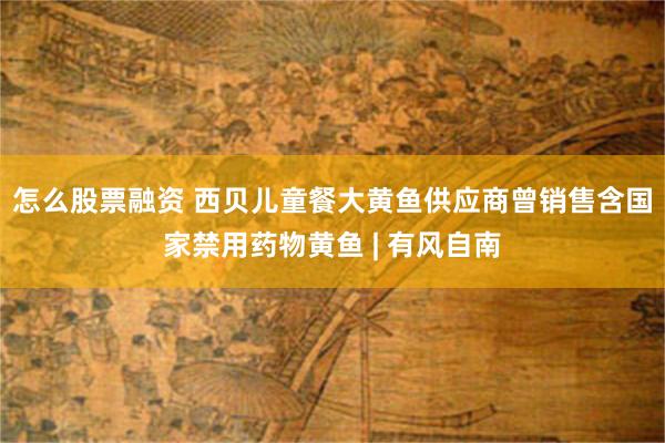 怎么股票融资 西贝儿童餐大黄鱼供应商曾销售含国家禁用药物黄鱼 | 有风自南